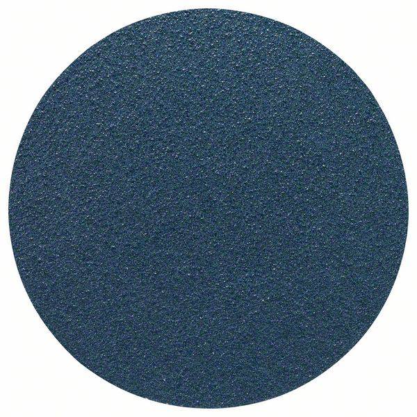 Runde, dunkelblaue Schleifscheibe mit einer körnigen Oberfläche. Geeignet für Schleifmaschinen zur Oberflächenbearbeitung.