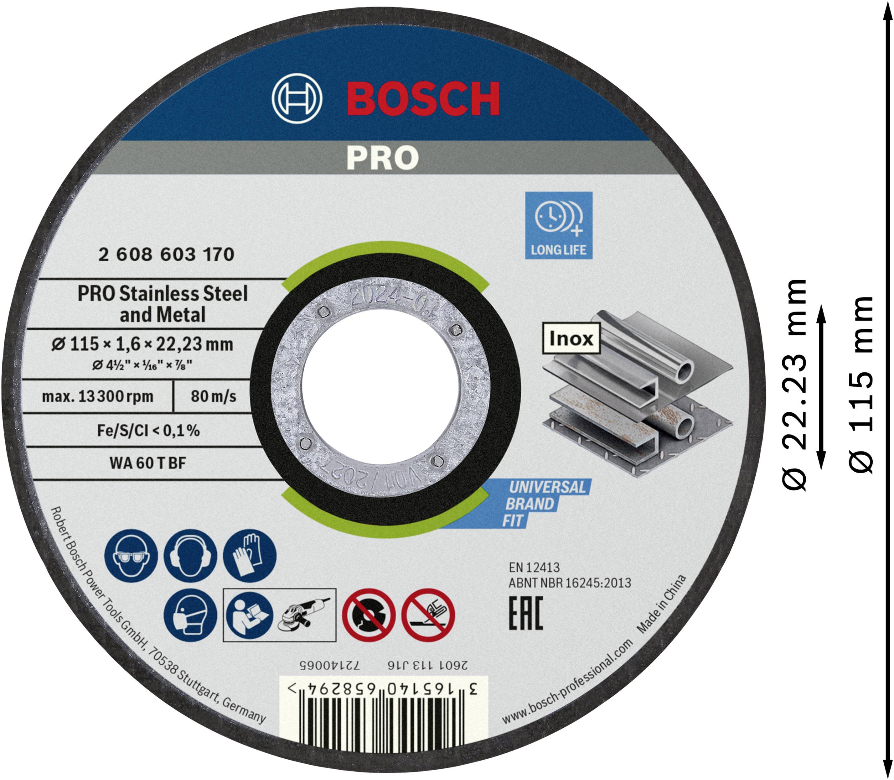 Bosch Accessories 2608603170 2608603170 Trennscheibe gerade 115mm Stahl