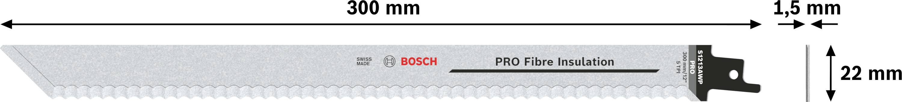 Bosch Accessories 2608635528 Säbelsägeblatt S 1213 AWP, Precision for FibreInsulation, 2er-Pack 1St.