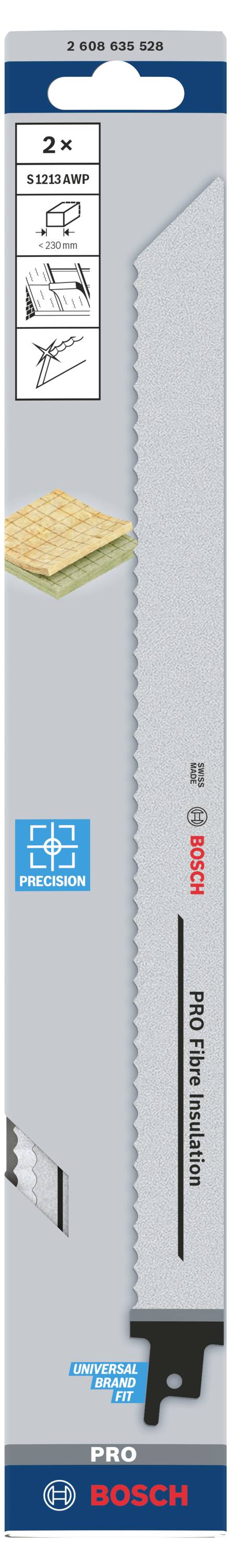 Bosch Accessories 2608635528 Säbelsägeblatt S 1213 AWP, Precision for FibreInsulation, 2er-Pack 1 St.