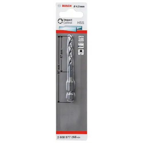 Bosch Accessories 2608577055 Metall-Spiralbohrer 4.50 mm Gesamtlänge 87 mm 1 St. Bosch Accessories 2608577055 Metall-Spiralbohrer 4.50 mm Gesamtlänge 87 mm 1 St.