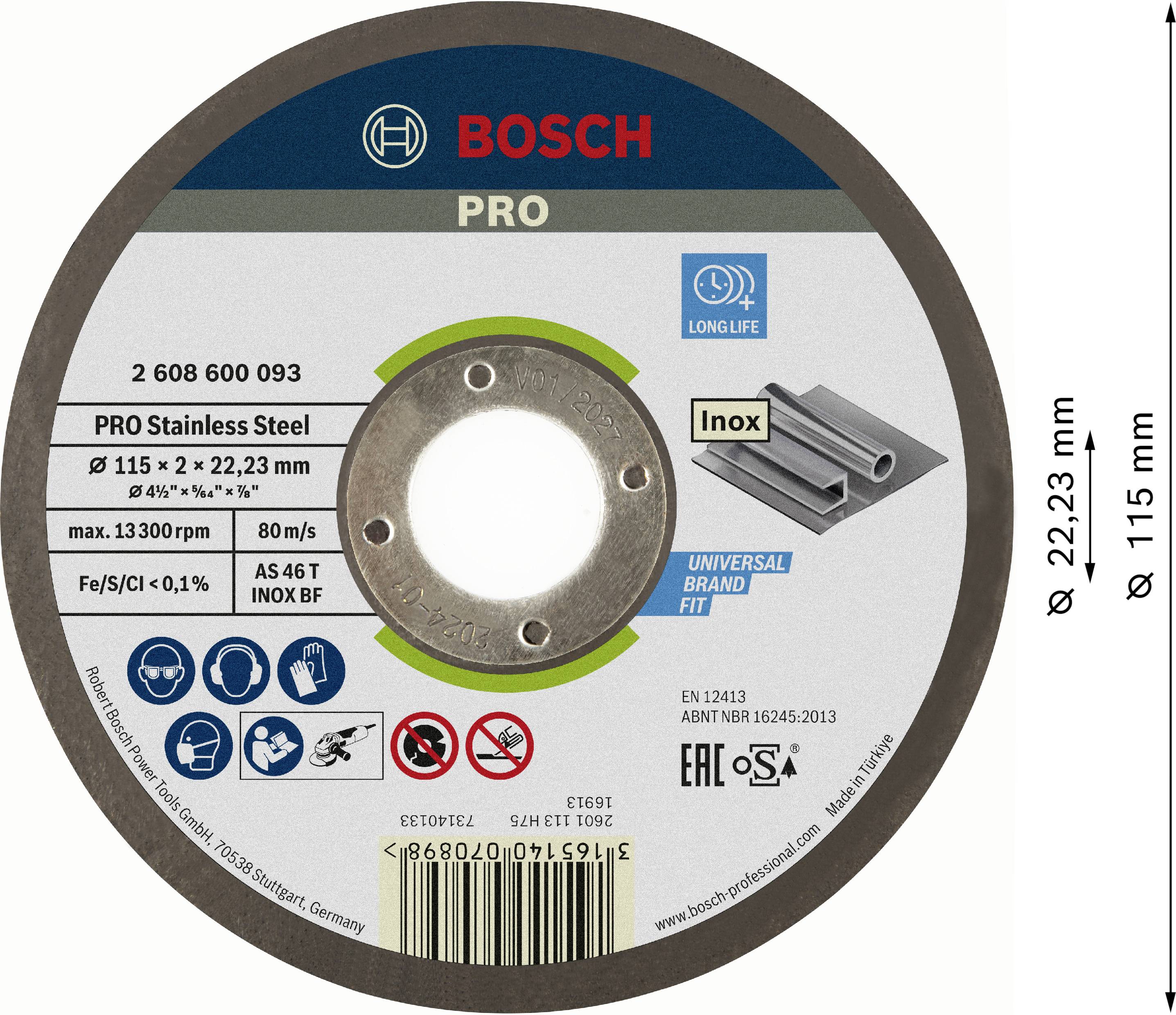 Bosch Accessories 2608600093 2608600093 Trennscheibe gerade 115mm Stahl