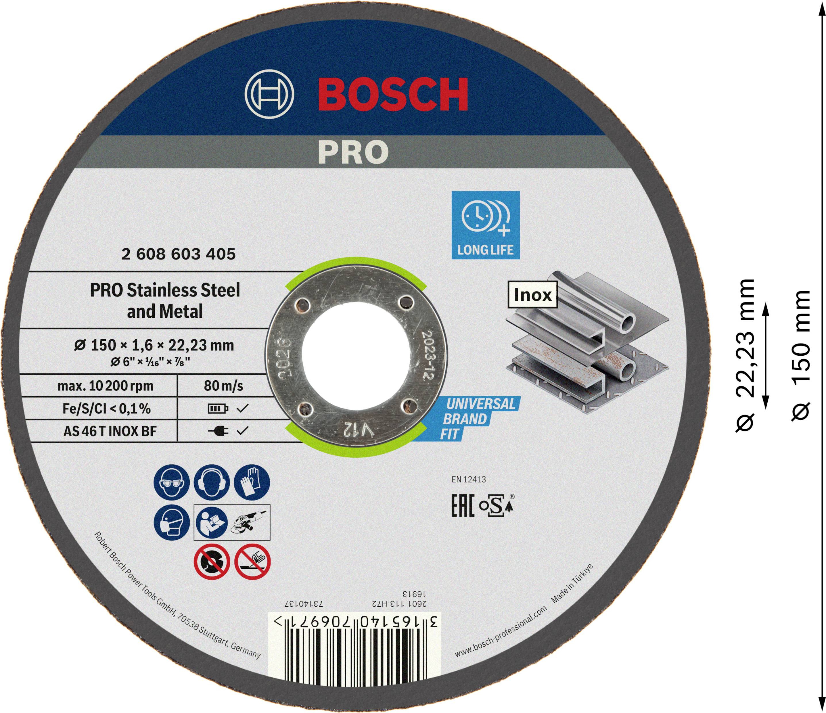 Bosch Accessories 2608603405 2608603405 Trennscheibe gerade 150mm Stahl