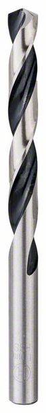Ein silberfarbener Bohrer mit schwarzen, spiralförmigen Kanten zur Verwendung mit einer Bohrmaschine.