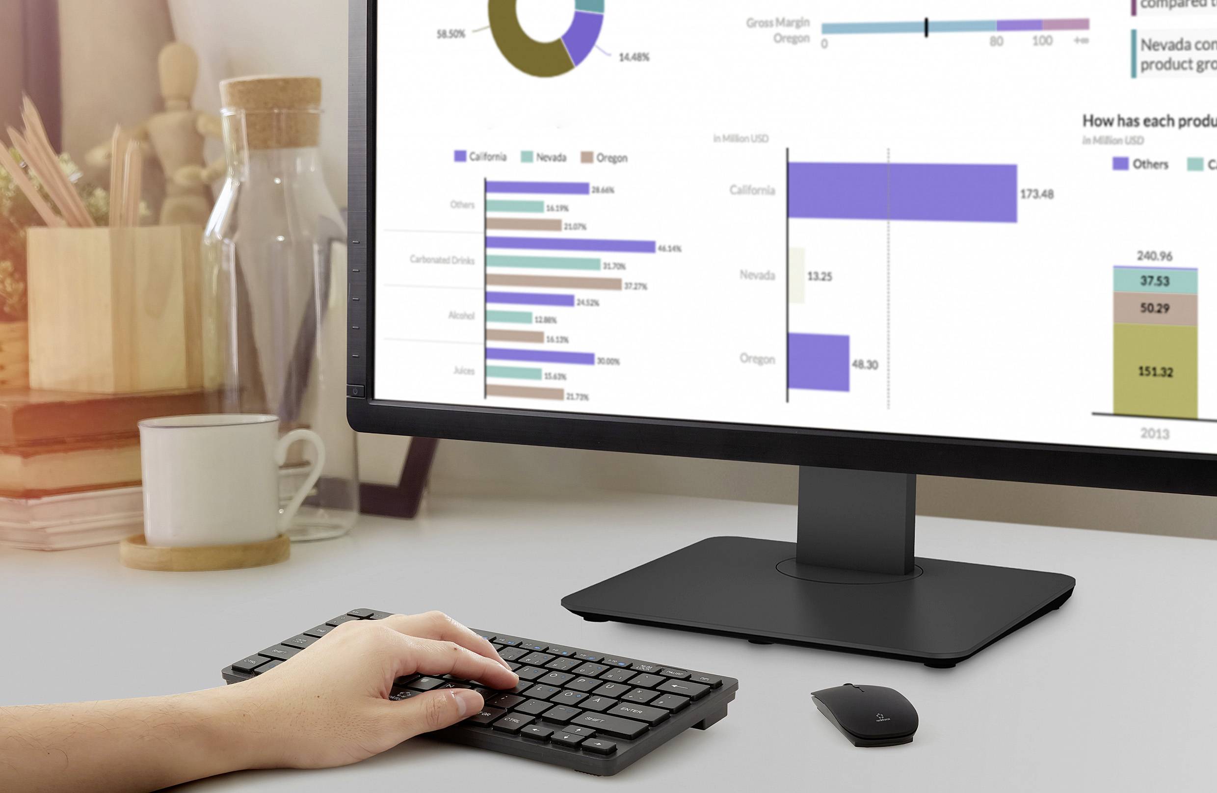 Renkforce RF-KMC-410 Kabellos Tastatur, Maus-Set Deutsch, QWERTZ Schwarz