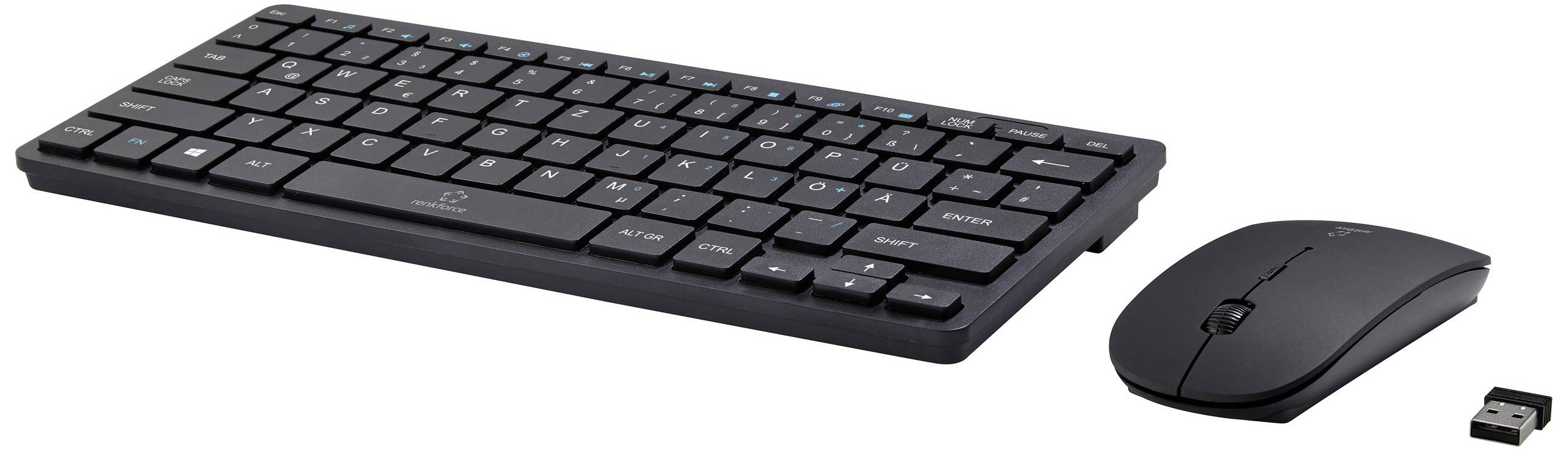 Renkforce RF-KMC-410 Kabellos Tastatur, Maus-Set Deutsch, QWERTZ Schwarz