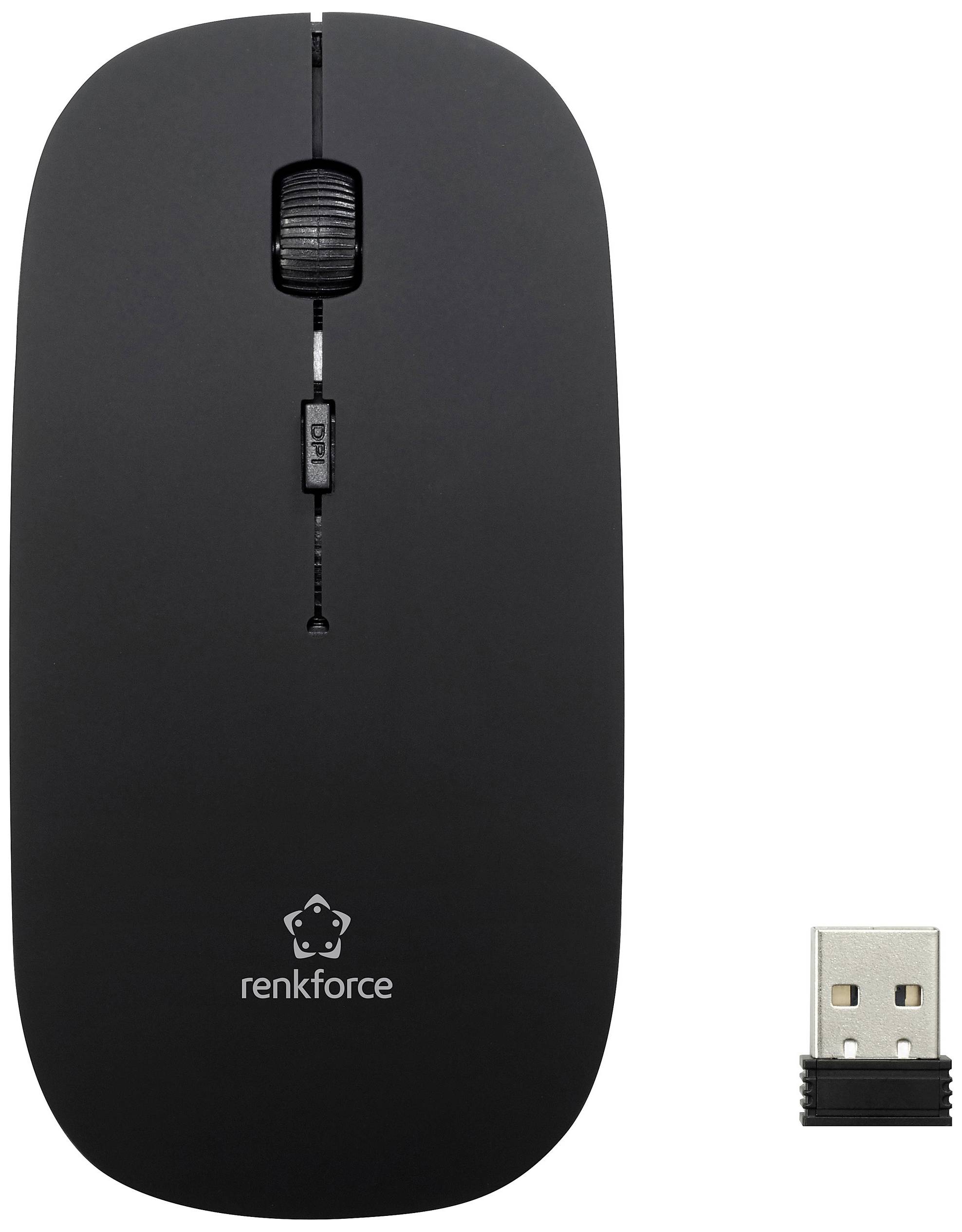 Renkforce RF-KMC-410 Kabellos Tastatur, Maus-Set Deutsch, QWERTZ Schwarz