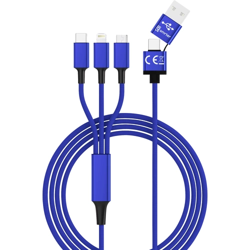 Smrter USB-Ladekabel USB 2.0 USB-A Stecker, USB-C® Stecker, Apple Lightning Stecker, USB-Micro-B Stecker 1.20m Blau Smrter USB-Ladekabel USB 2.0 USB-A Stecker, USB-C® Stecker, Apple Lightning Stecker, USB-Micro-B Stecker 1.20m Blau