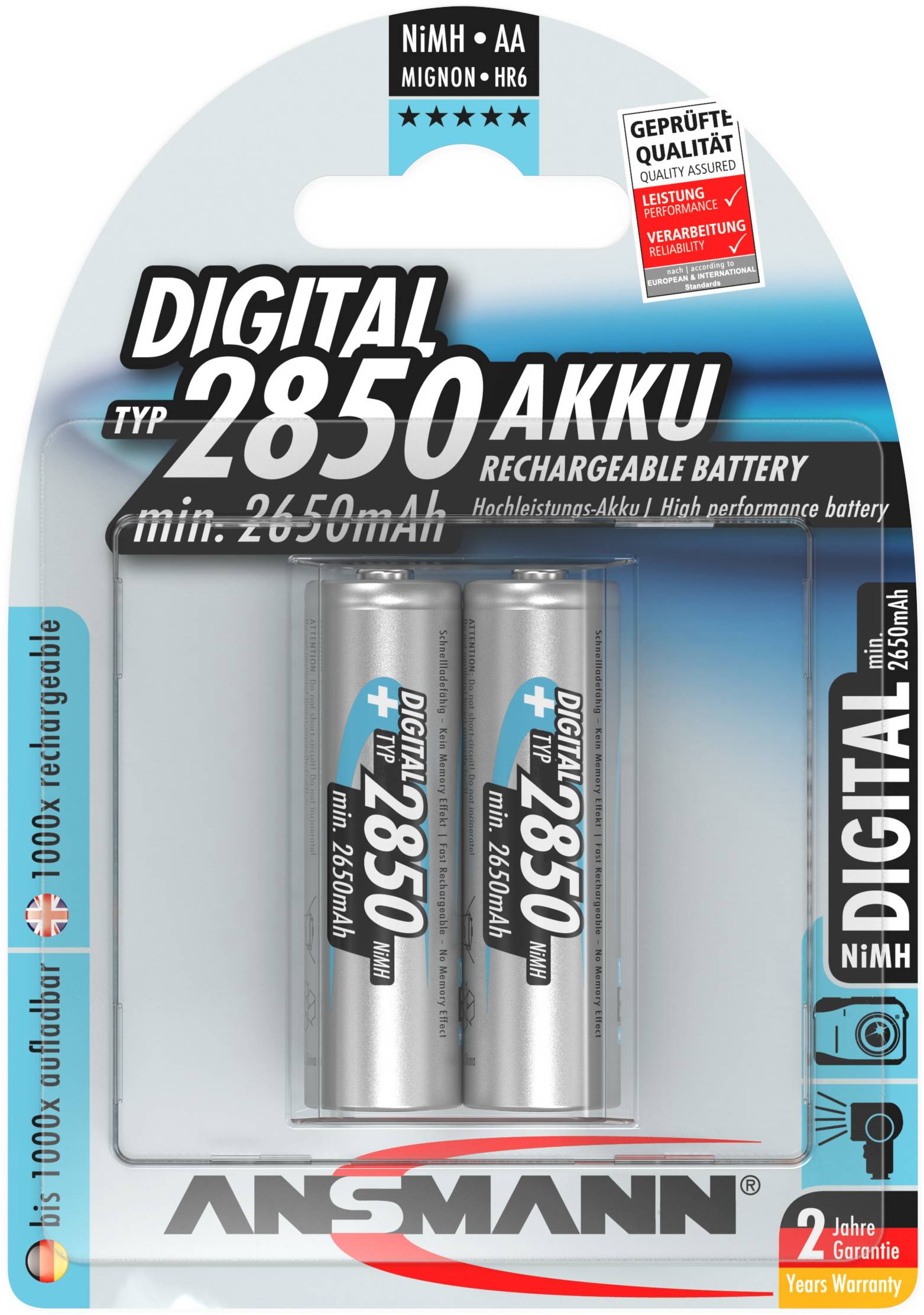 Ansmann Digital HR06 Mignon (AA)-Akku NiMH 2650 mAh 1.2V 2St.
