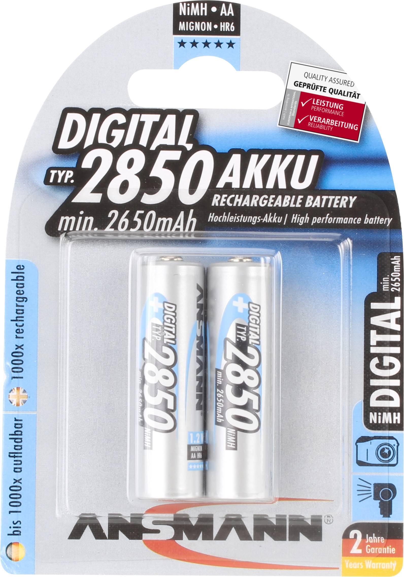Ansmann Digital HR06 Mignon (AA)-Akku NiMH 2650 mAh 1.2V 2St.