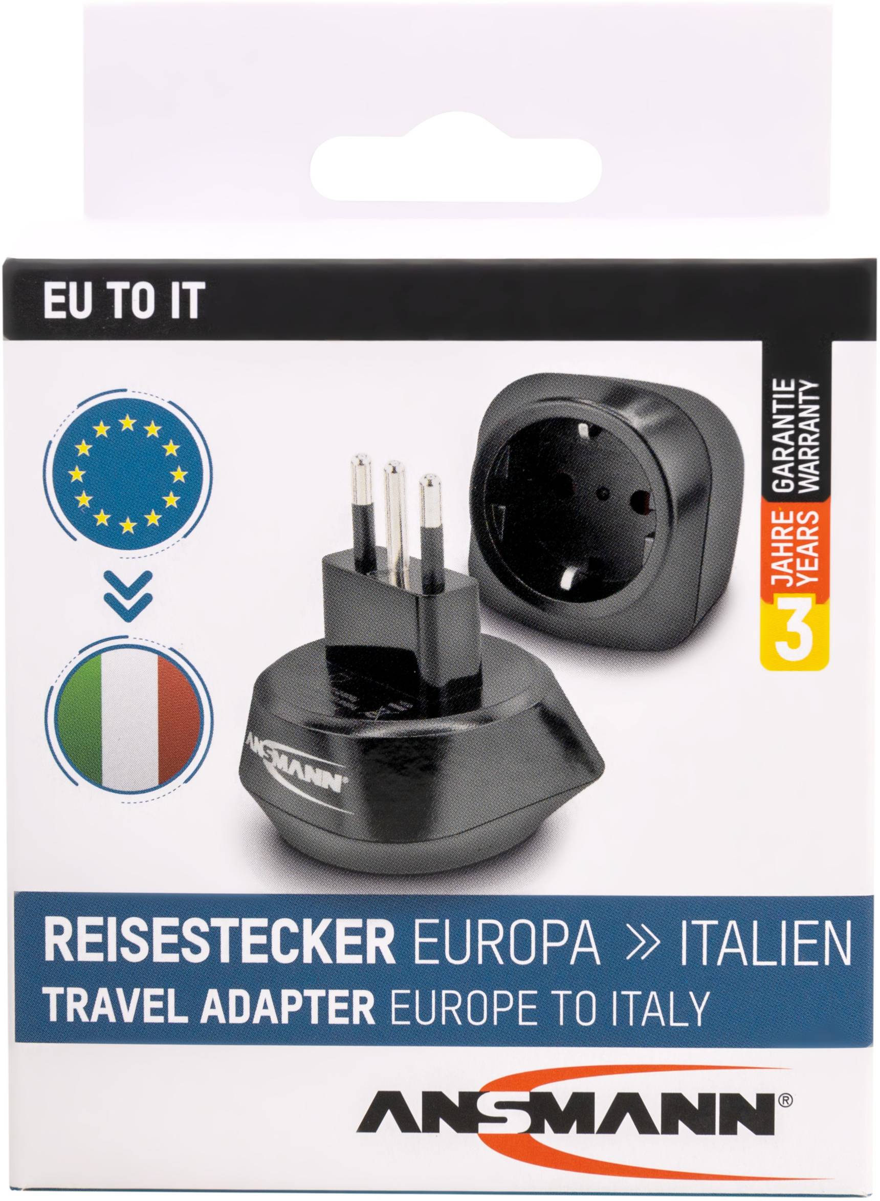 Ansmann 1250-0035 Reiseadapter EU to IT