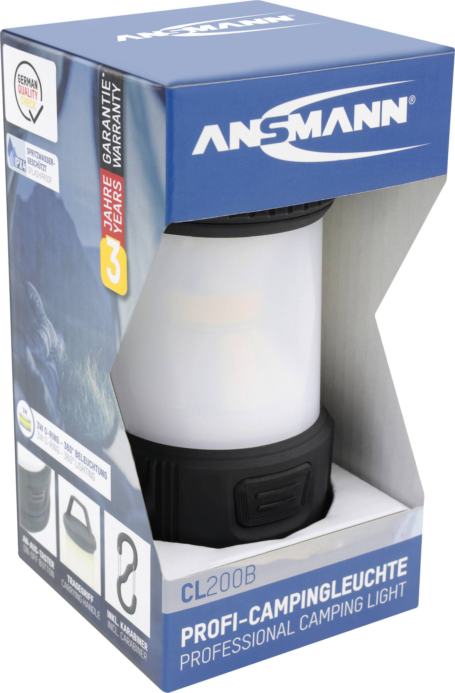 Ansmann 1600-0286 CL200B LED Camping-Laterne 175 lm batteriebetrieben Schwarz