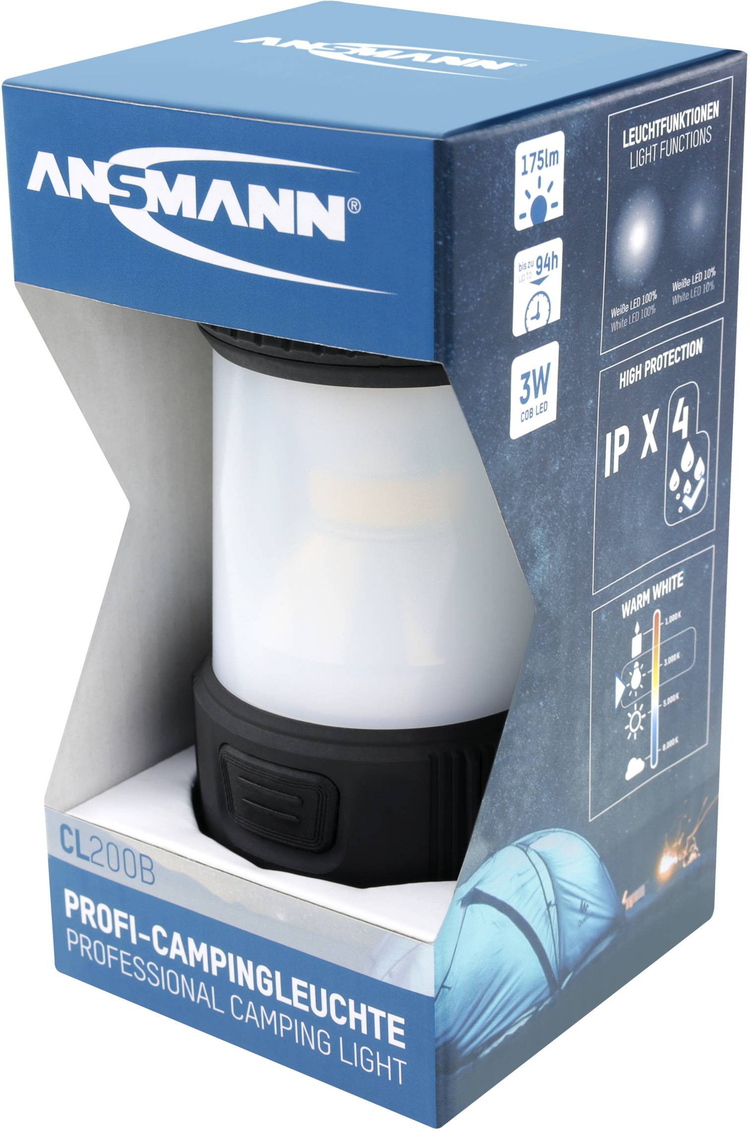 Ansmann 1600-0286 CL200B LED Camping-Laterne 175 lm batteriebetrieben Schwarz