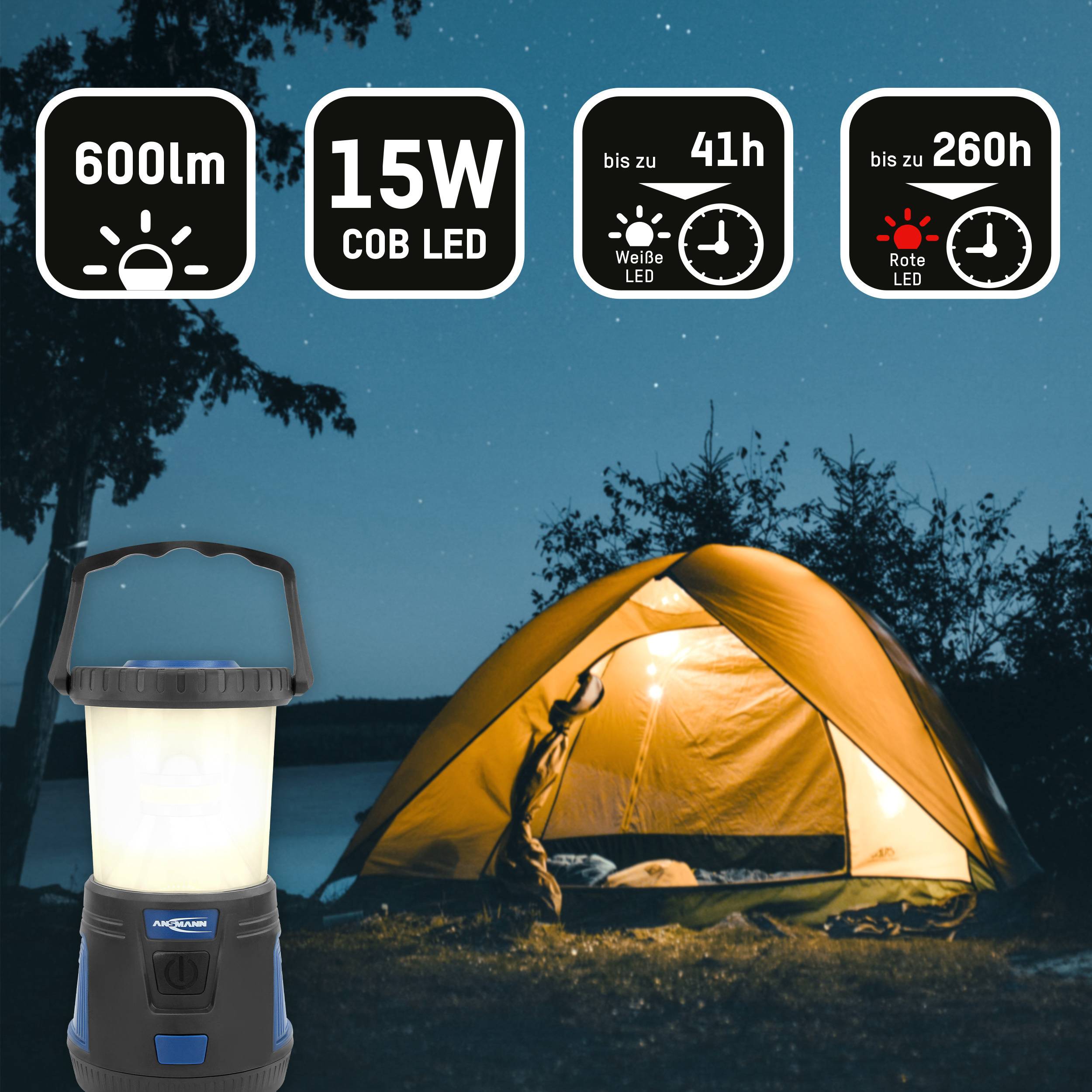 Ansmann 1600-0287 CL600B LED Camping-Laterne 600 lm batteriebetrieben Schwarz