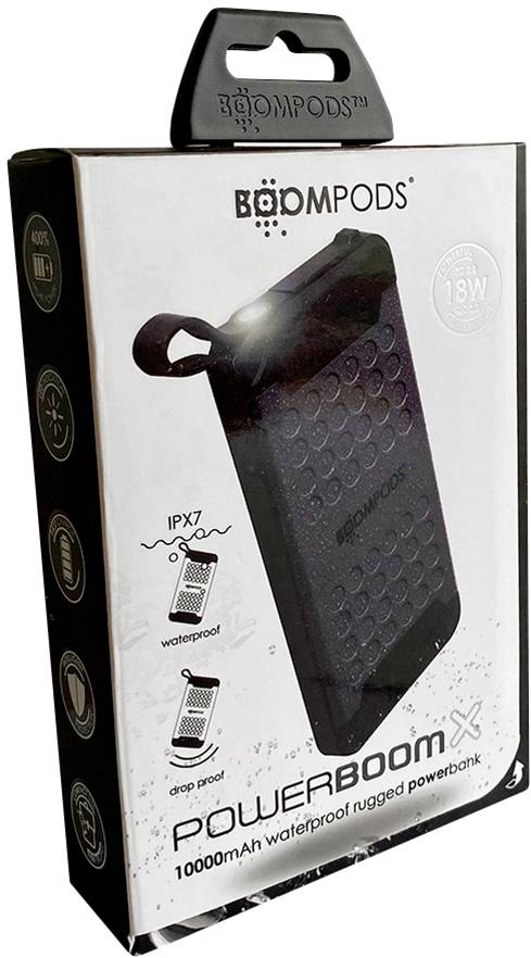 Boompods Powerboom X Powerbank 10000 mAh Power Delivery 2.0 Li-Ion Schwarz Taschenlampe, Outdoor