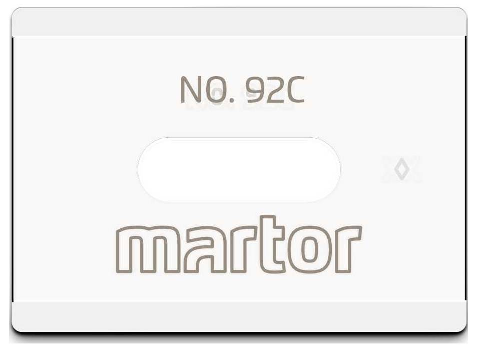 Die Abbildung zeigt eine weiße Klinge der Marke 'martor' mit der Modellnummer 92C.
