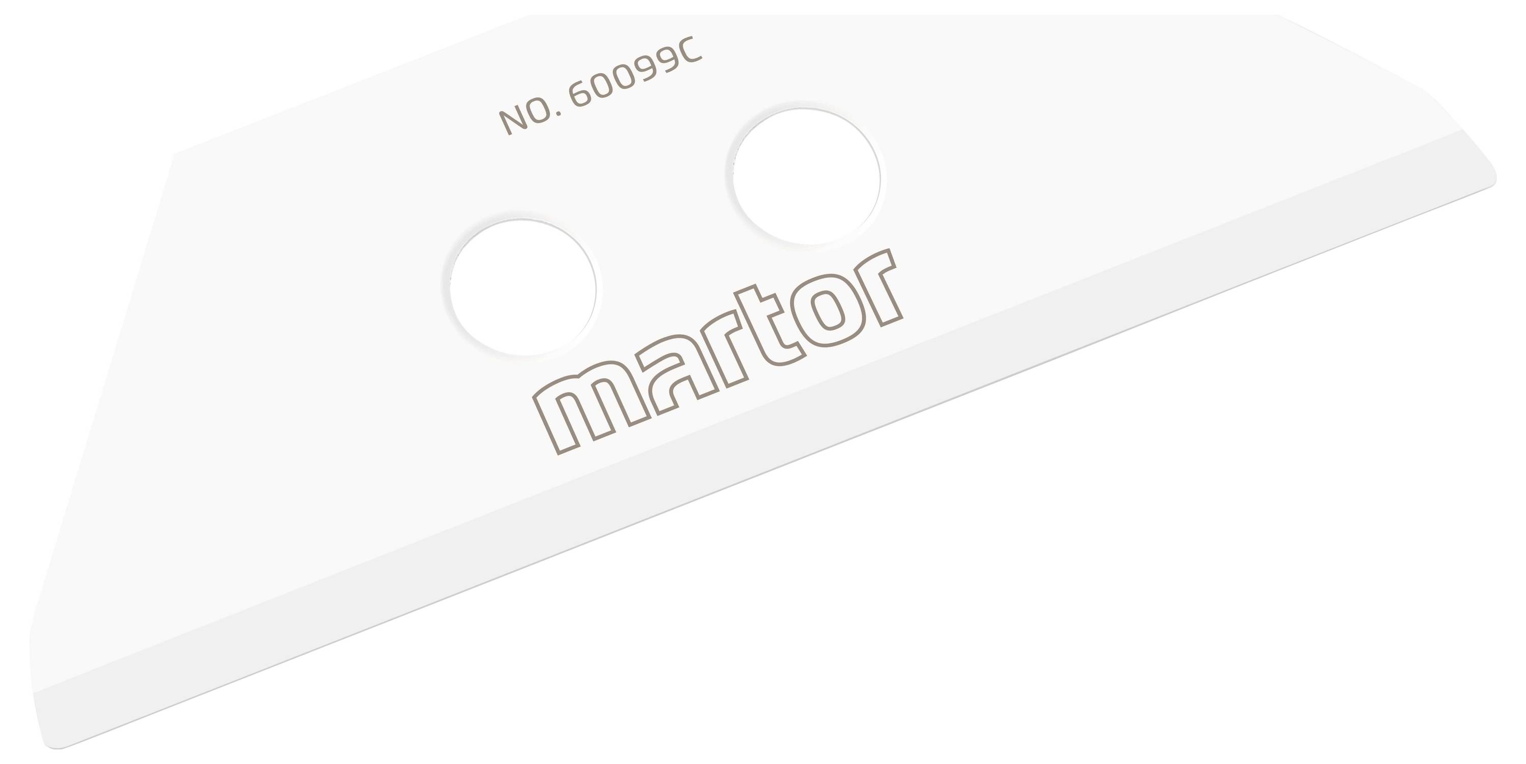 Klinge mit zwei Löchern und der Aufschrift 'martor' sowie der Nummer 'No. 60099C'.