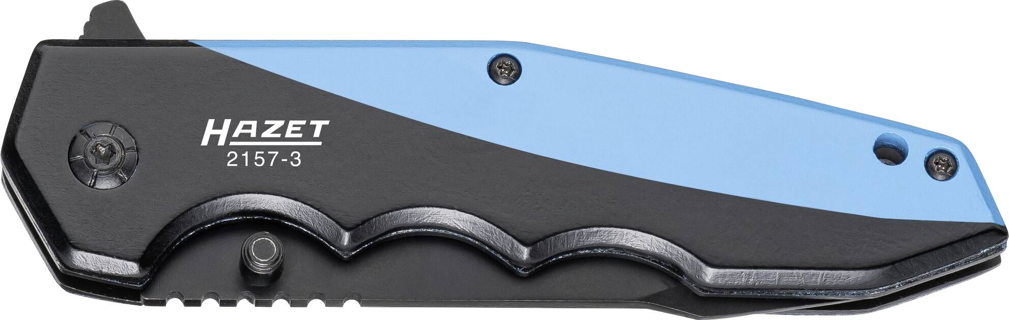 Ein blau-schwarzes Hazet Klappmesser mit der Modellnummer 2157-3.