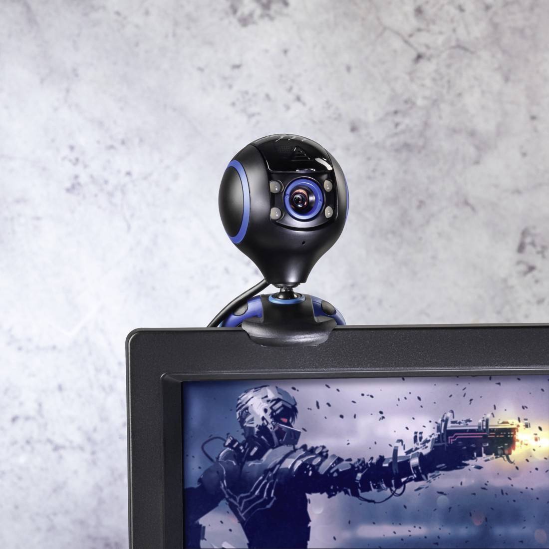 Urage WebCam HD Essential HD-Webcam 1280 x 720 Pixel Klemm-Halterung, Standfuß