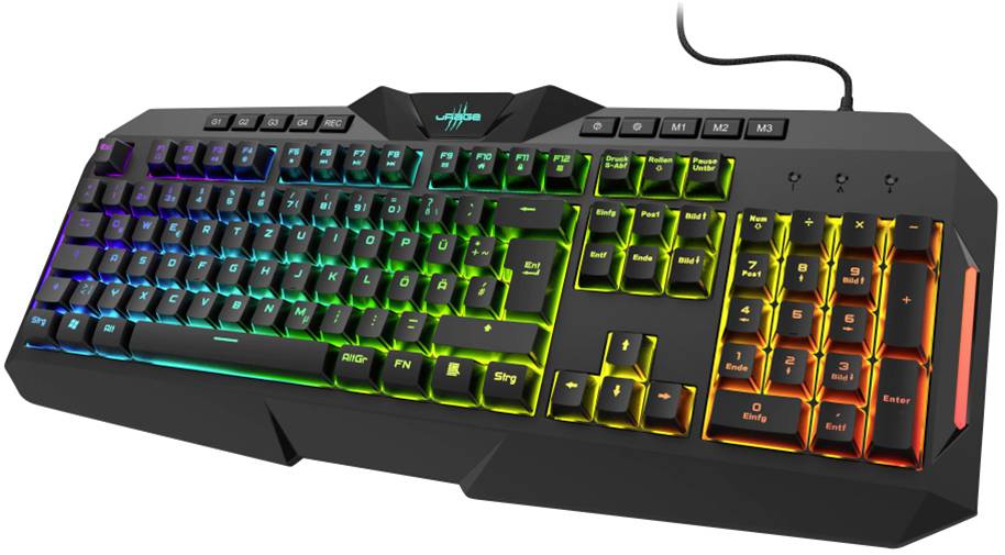 Urage Exodus 700 Semi-Mech USB Gaming-Tastatur Deutsch, QWERTZ Schwarz Beleuchtet, Handballenauflage