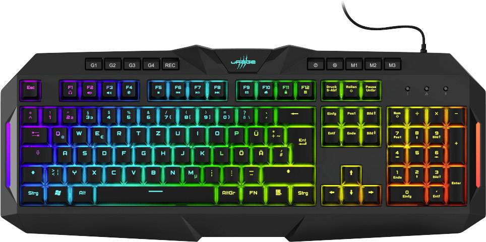 Urage Exodus 700 Semi-Mech USB Gaming-Tastatur Deutsch, QWERTZ Schwarz Beleuchtet, Handballenauflage