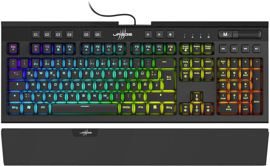 Urage Exodus 900 Brown USB Gaming-Tastatur Deutsch, QWERTZ Schwarz Beleuchtet, Handballenauflage