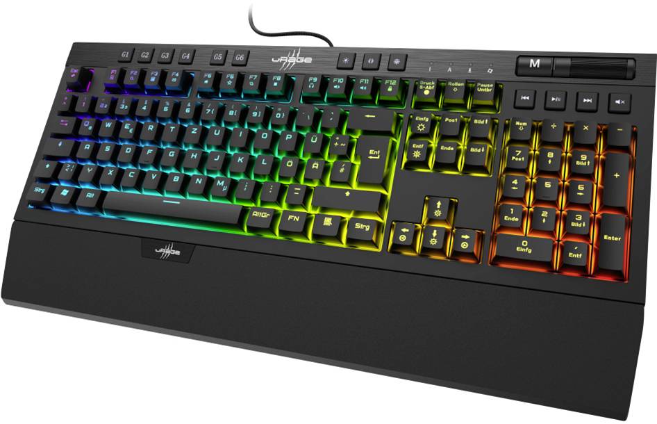 Urage Exodus 900 Brown USB Gaming-Tastatur Deutsch, QWERTZ Schwarz Beleuchtet, Handballenauflage