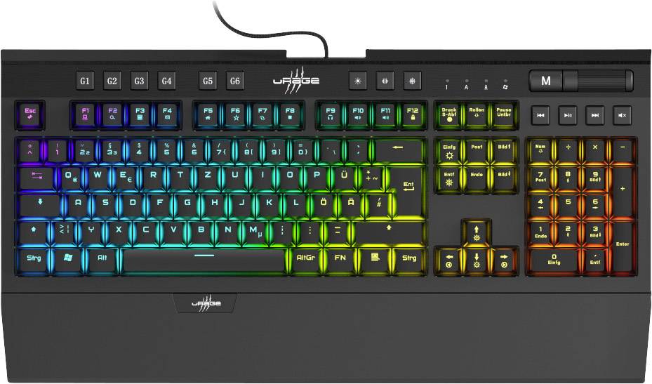 Urage Exodus 900 Brown USB Gaming-Tastatur Deutsch, QWERTZ Schwarz Beleuchtet, Handballenauflage