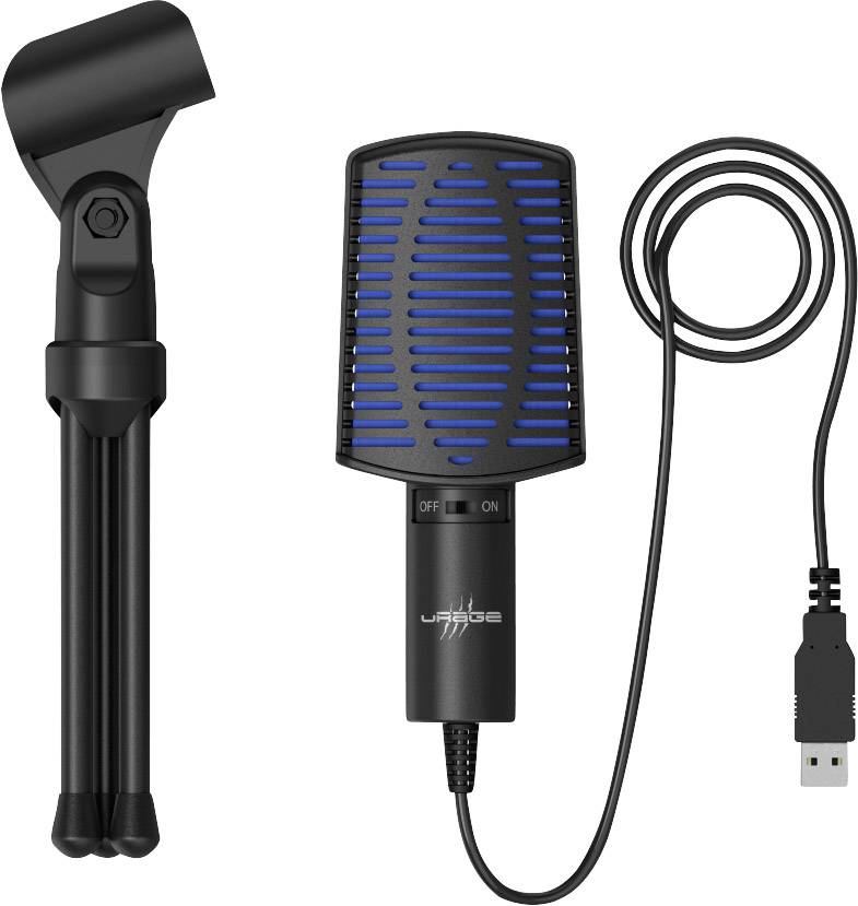 Urage Stream 100 Stand PC-Mikrofon Übertragungsart (Details):Kabelgebunden inkl. Stativ USB Kabelgebunden Schwarz