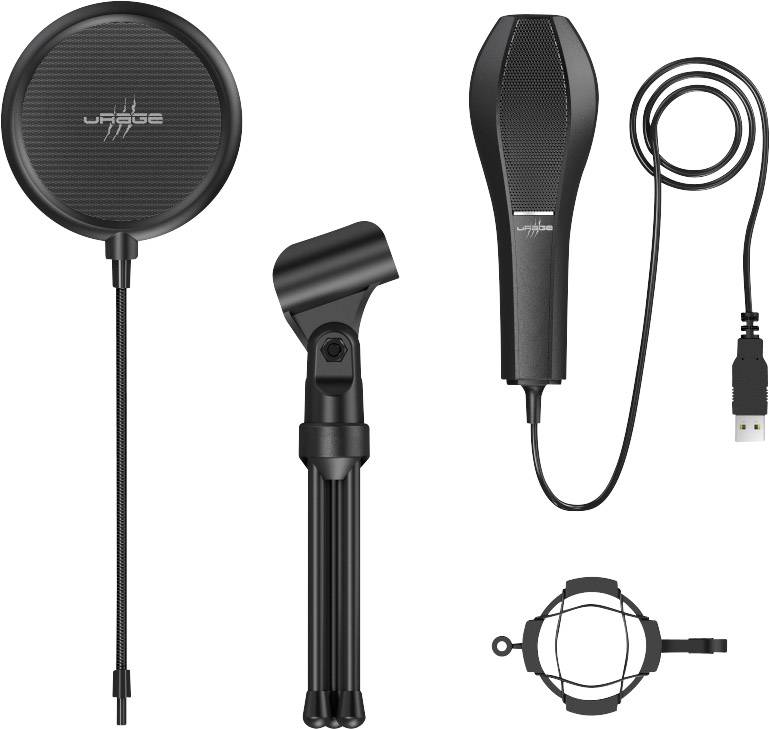 Urage Stream 400 Plus Stand PC-Mikrofon Übertragungsart (Details):Kabelgebunden inkl. Stativ USB Kabelgebunden Schwarz