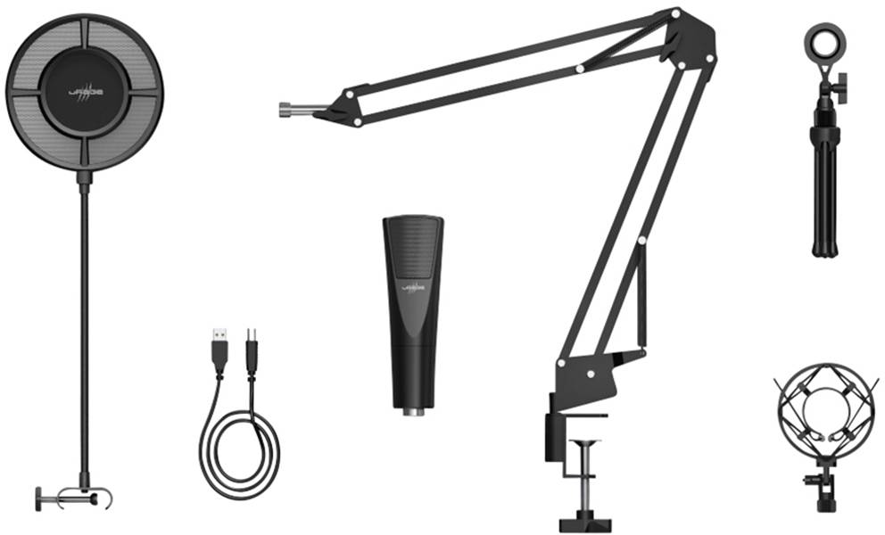 Urage Stream 800 HD Studio Stand PC-Mikrofon Übertragungsart (Details):Kabelgebunden inkl. Stativ USB Kabelgebunden Schwarz