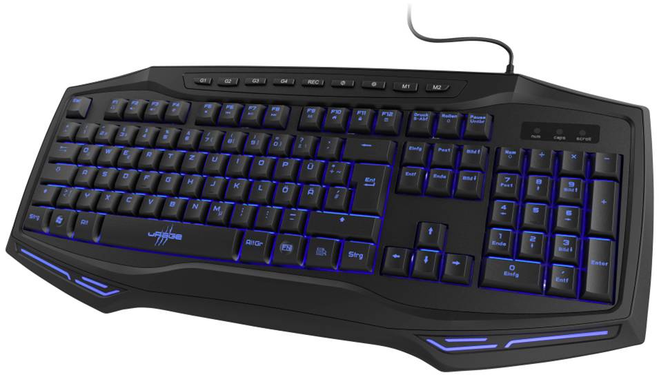 Urage Exodus 300 Illuminated USB Gaming-Tastatur Deutsch, QWERTZ Schwarz Handballenauflage, Integrierter Profilspeicher