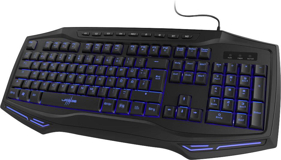 Urage Exodus 300 Illuminated USB Gaming-Tastatur Deutsch, QWERTZ Schwarz Handballenauflage, Integrierter Profilspeicher