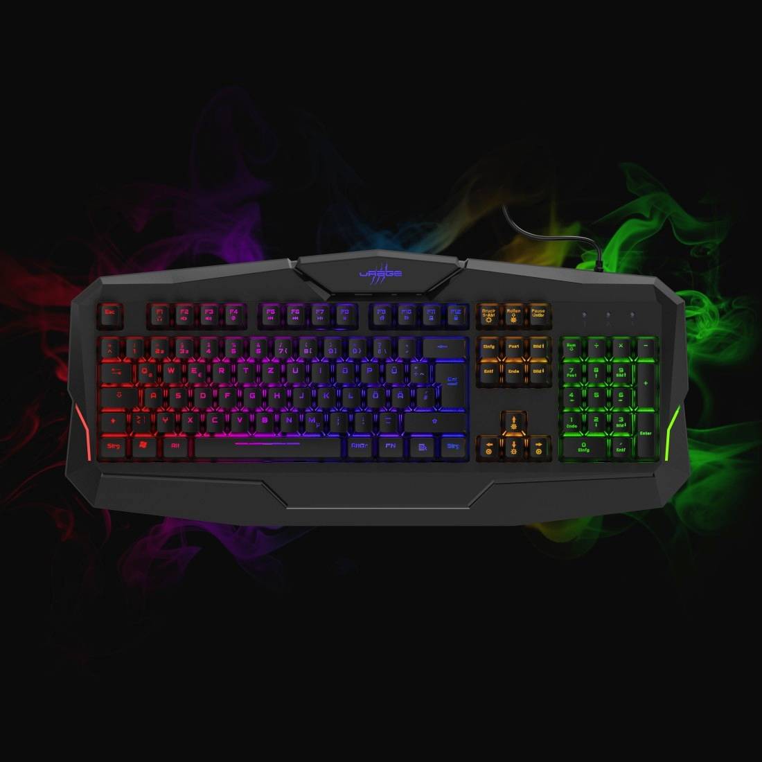 Urage Exodus 210 Illuminated USB Gaming-Tastatur Deutsch, QWERTZ Schwarz Beleuchtet, Handballenauflage