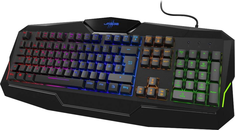 Urage Exodus 210 Illuminated USB Gaming-Tastatur Deutsch, QWERTZ Schwarz Beleuchtet, Handballenauflage