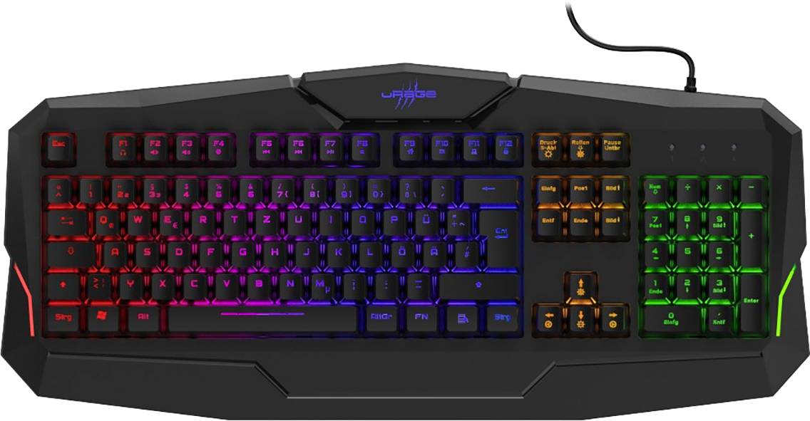 Urage Exodus 210 Illuminated USB Gaming-Tastatur Deutsch, QWERTZ Schwarz Beleuchtet, Handballenauflage
