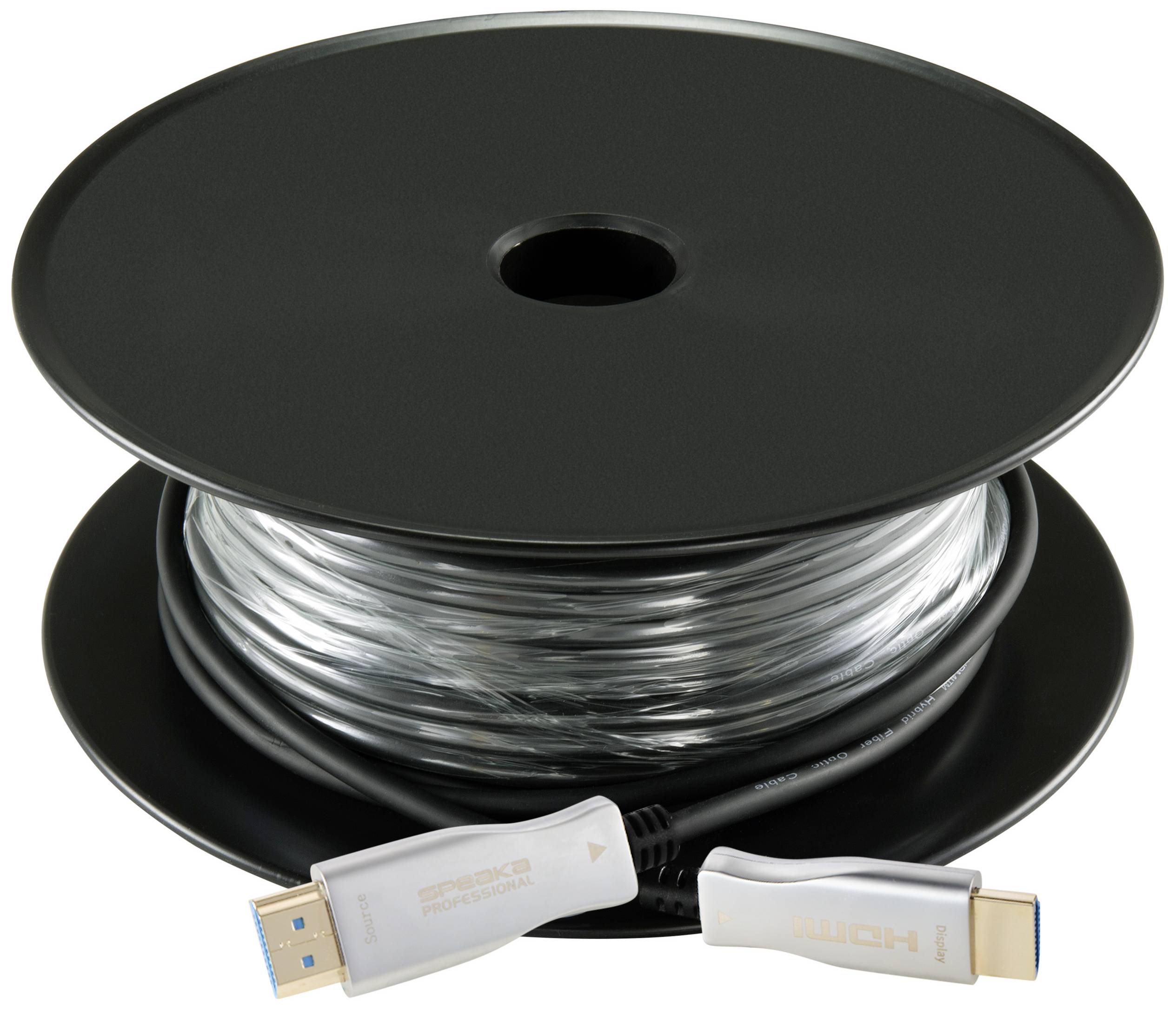 SpeaKa Professional HDMI Anschlusskabel HDMI-A Stecker, HDMI-A Stecker 50.00m Schwarz SP-9019356 4K UHD, Geschirmt HDMI-Kabel