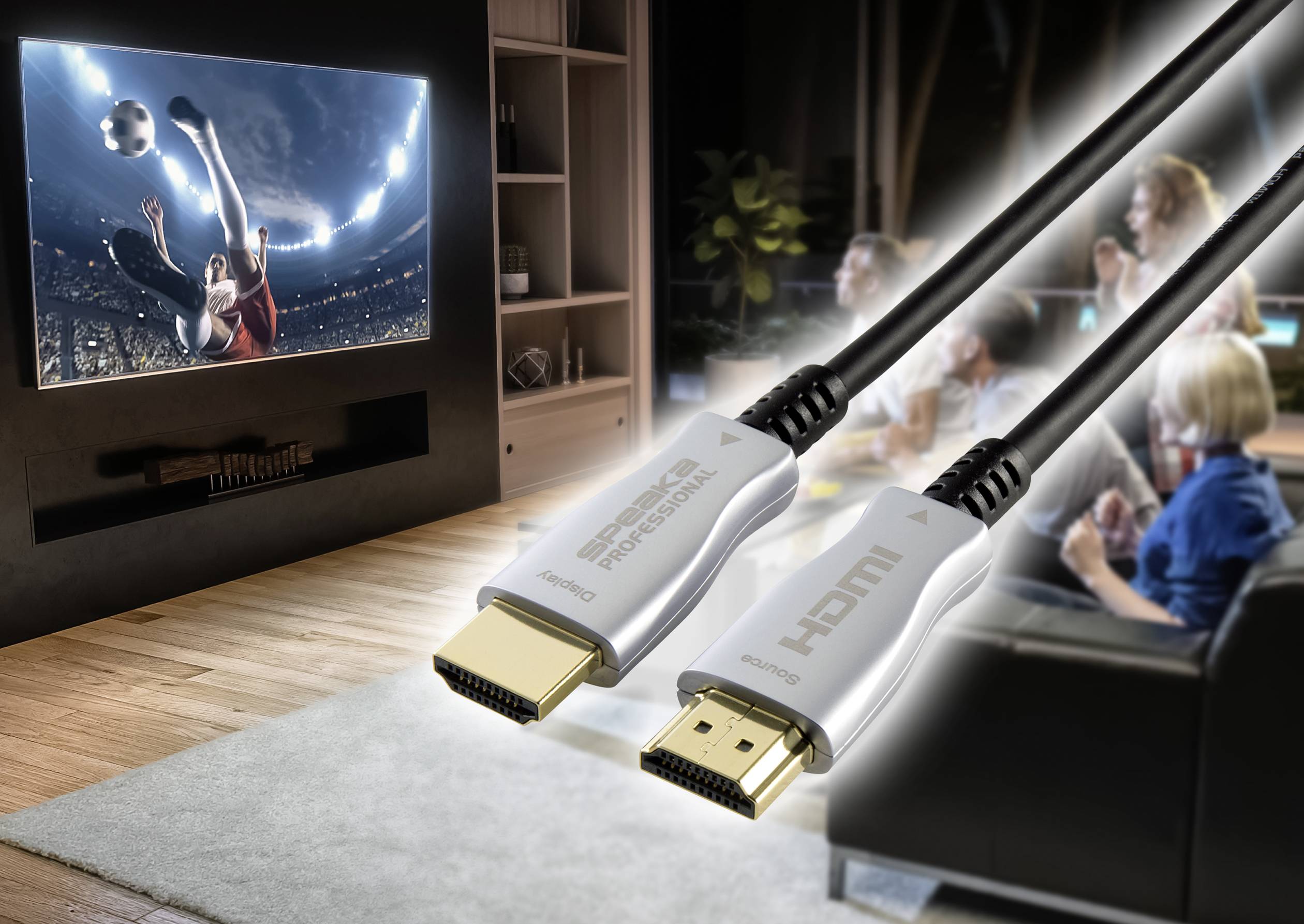 SpeaKa Professional HDMI Anschlusskabel HDMI-A Stecker, HDMI-A Stecker 50.00m Schwarz SP-9019356 4K UHD, Geschirmt HDMI-Kabel