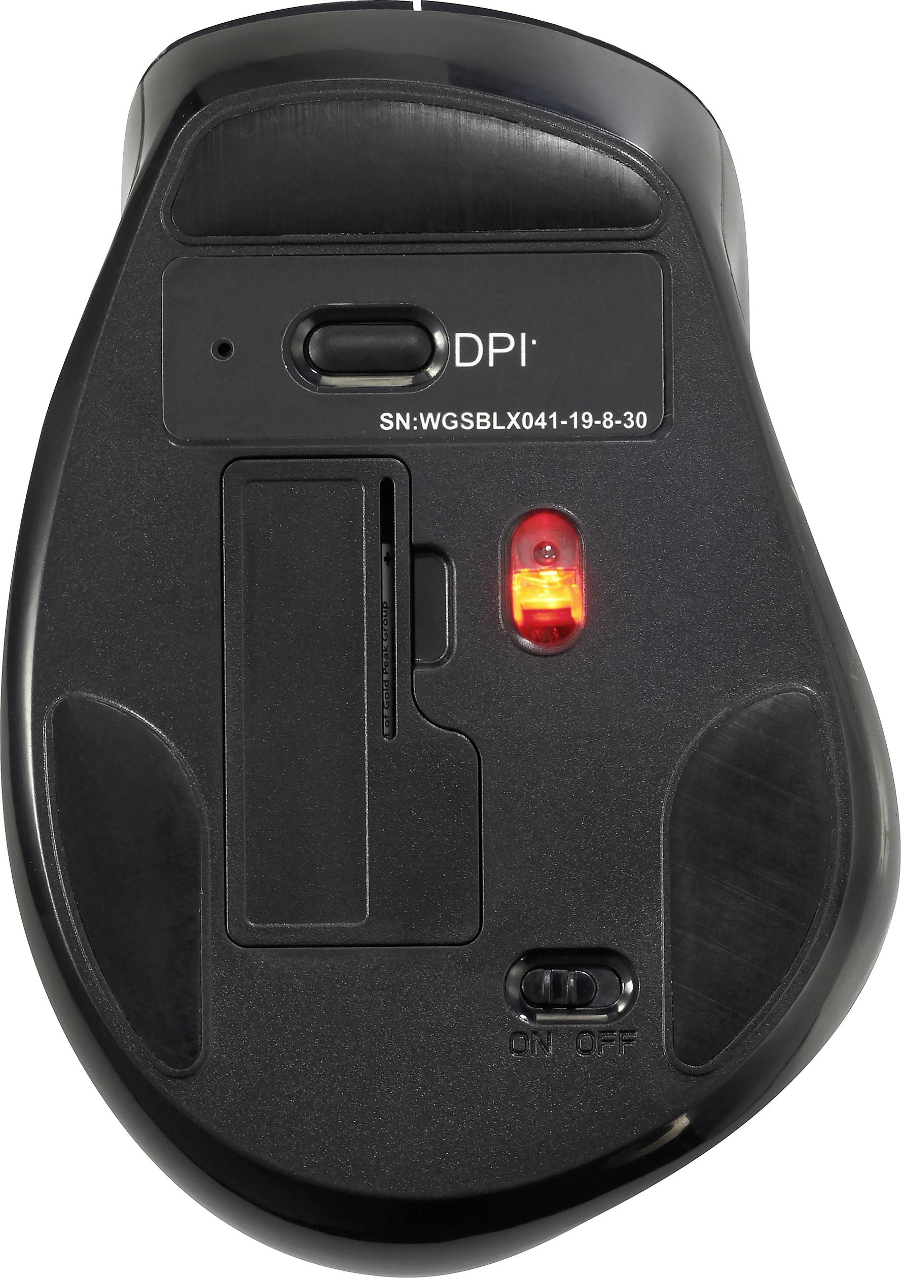 Renkforce Ergonomische Maus Bluetooth®, Funk Optisch Grau 7 Tasten 1600 dpi Ergonomisch