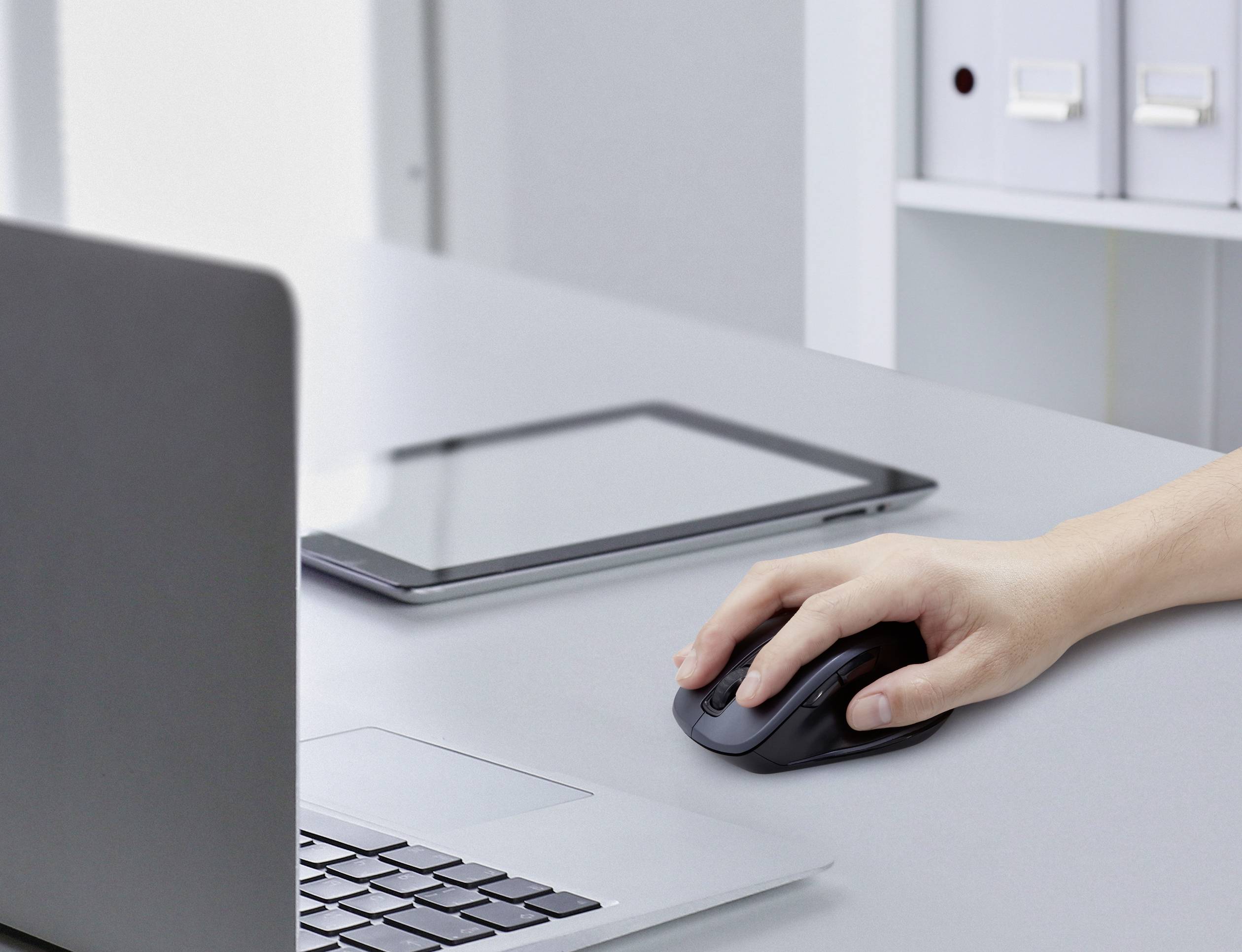 Renkforce Ergonomische Maus Bluetooth®, Funk Optisch Grau 7 Tasten 1600 dpi Ergonomisch