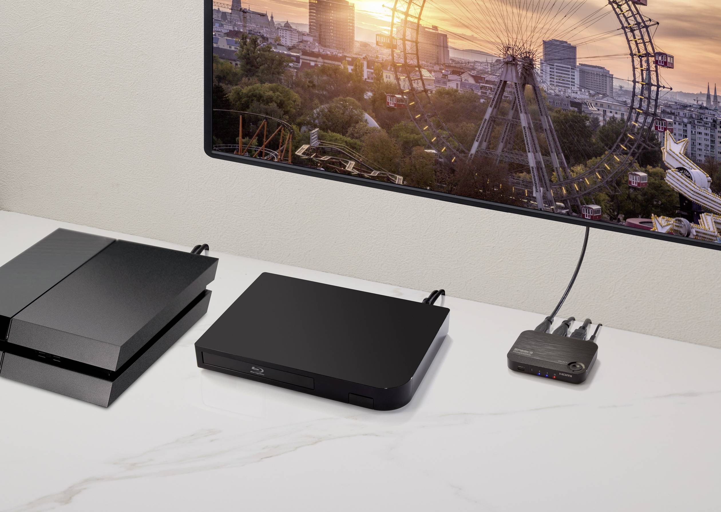 SpeaKa Professional 2+1 Port HDMI-Switch mit zusätzlichem USB-C®-Eingang UHD 4K @ 60 Hz