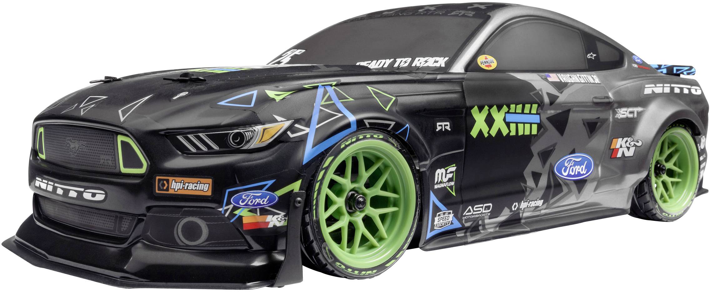 HPI Racing Vaughn Gittin Jr Drift Mustang Brushed 1:10 RC Modellauto Elektro Straßenmodell Allradantrieb (4WD) 100% RtR 2,4GHz