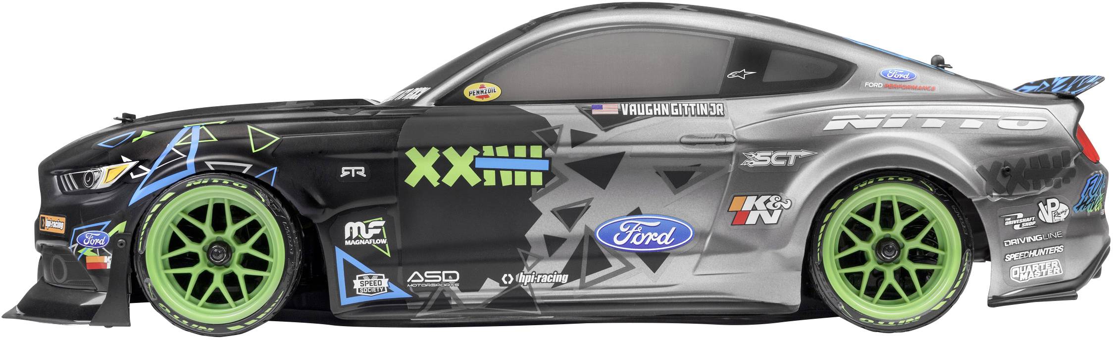 HPI Racing Vaughn Gittin Jr Drift Mustang Brushed 1:10 RC Modellauto Elektro Straßenmodell Allradantrieb (4WD) 100% RtR 2,4GHz