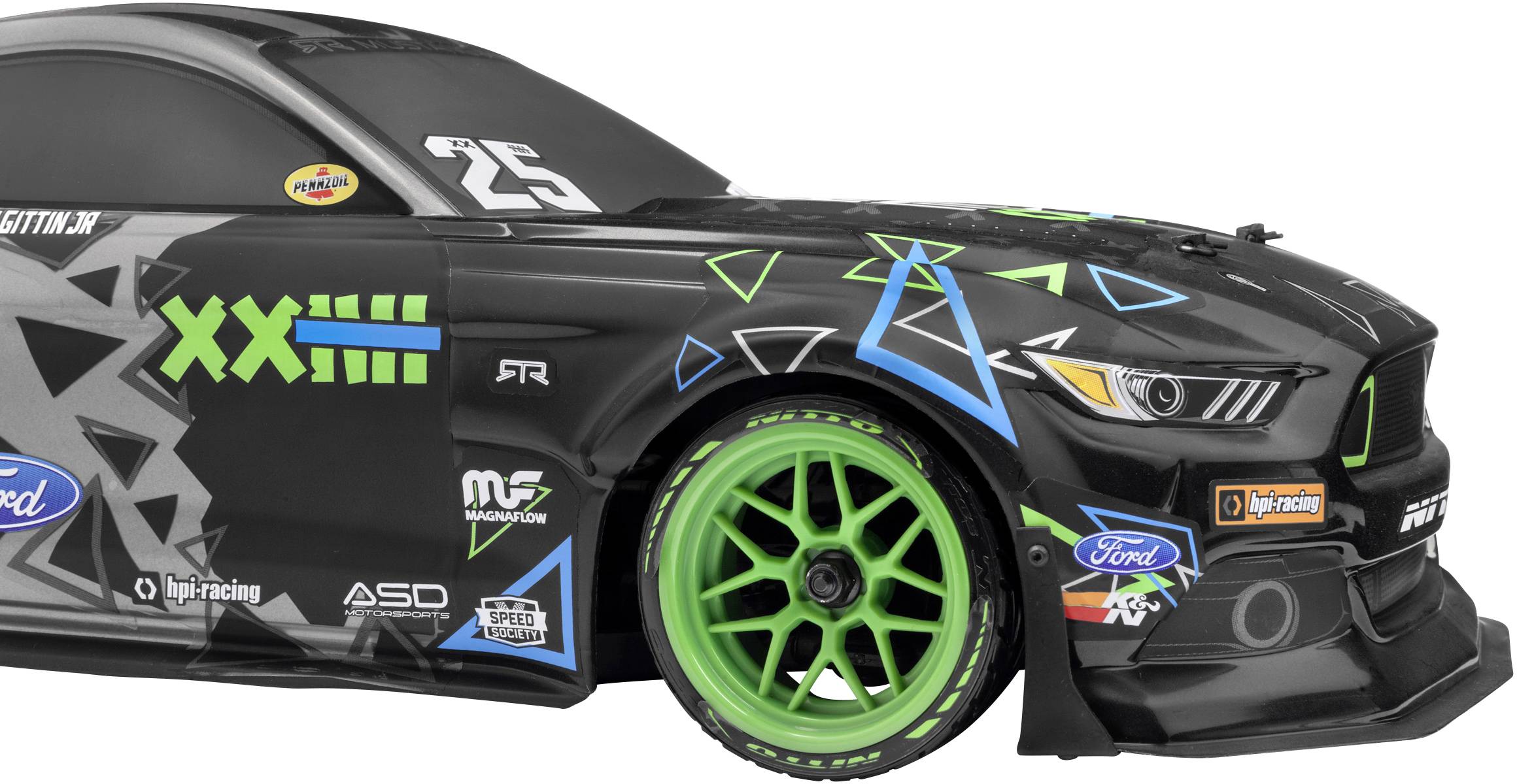 HPI Racing Vaughn Gittin Jr Drift Mustang Brushed 1:10 RC Modellauto Elektro Straßenmodell Allradantrieb (4WD) 100% RtR 2,4GHz