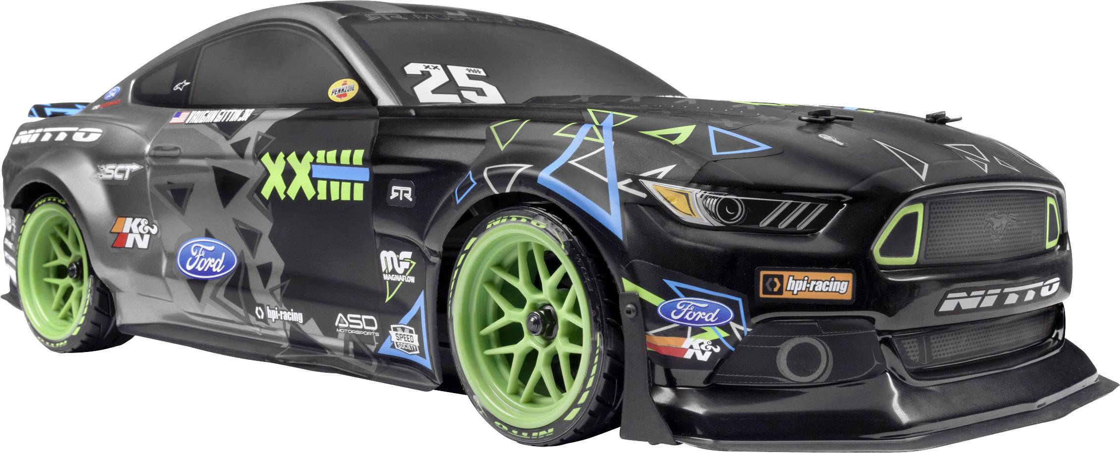 HPI Racing Vaughn Gittin Jr Drift Mustang Brushed 1:10 RC Modellauto Elektro Straßenmodell Allradantrieb (4WD) 100% RtR 2,4GHz