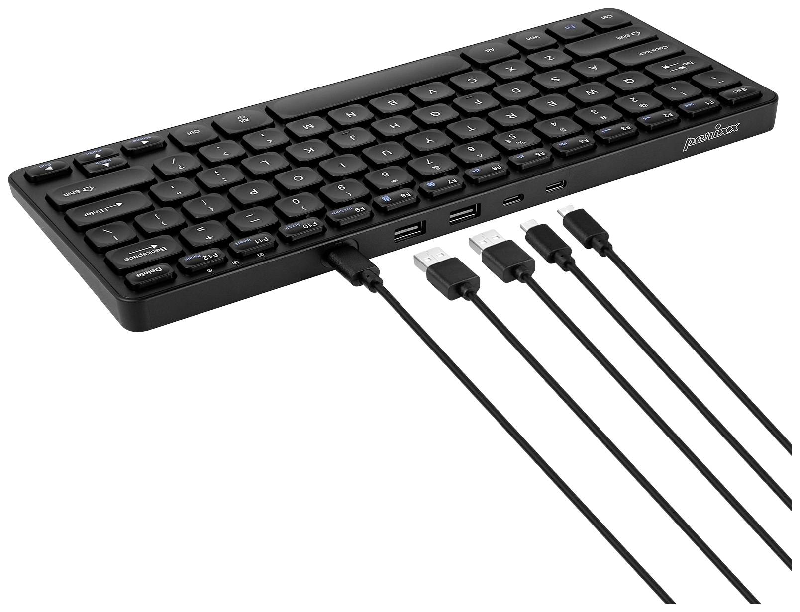 Perixx PERIBOARD-416 DE USB Tastatur Deutsch, QWERTZ Schwarz USB-Hub