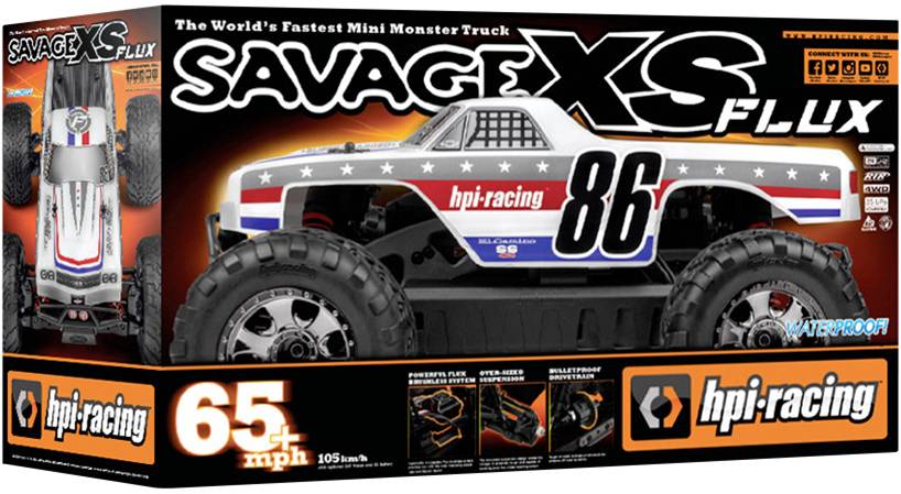 HPI Racing Savage XS Flux Chevrolet EL Camino Brushless 1:12 RC Modellauto Elektro Monstertruck Allradantrieb (4WD) RtR 2,4GHz
