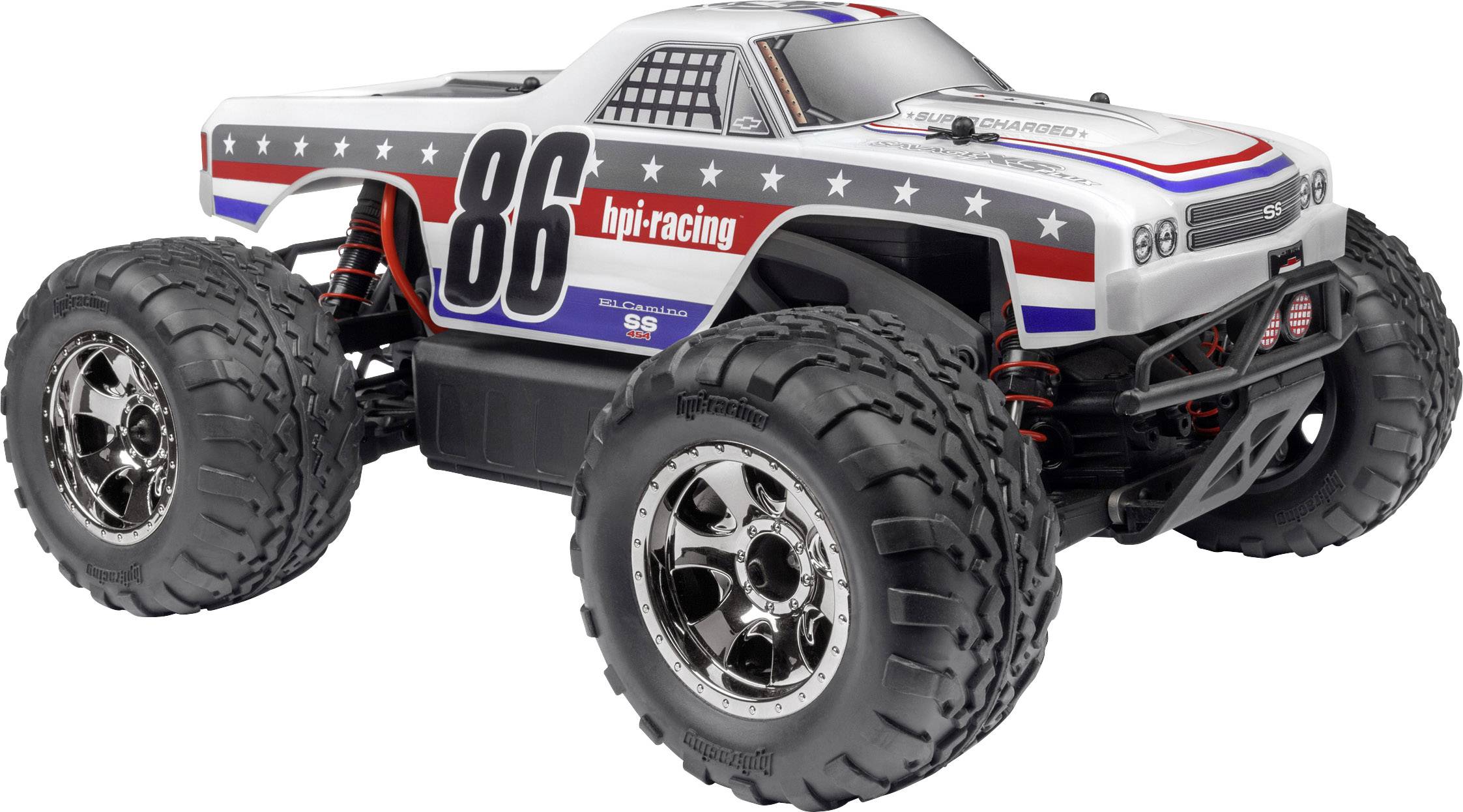 HPI Racing Savage XS Flux Chevrolet EL Camino Brushless 1:12 RC Modellauto Elektro Monstertruck Allradantrieb (4WD) RtR 2,4GHz
