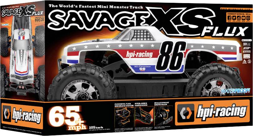HPI Racing Savage XS Flux Chevrolet EL Camino Brushless 1:12 RC Modellauto Elektro Monstertruck Allradantrieb (4WD) RtR 2,4GHz
