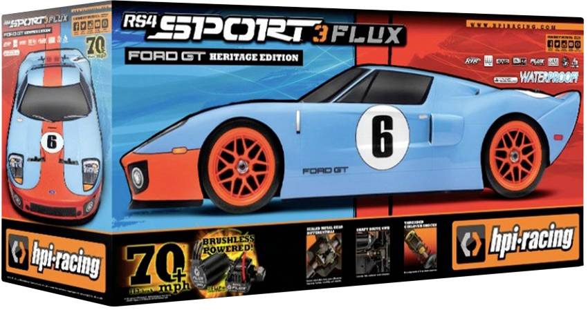 HPI Racing RS4 Sport 3 Flux Ford GT Le Mans Spec II Heritage Edition Brushless 1:10 RC Modellauto Elektro Straßenmodell